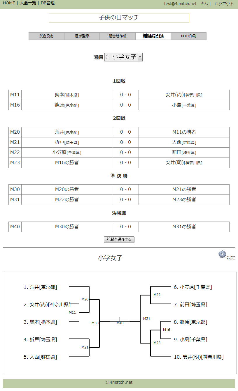 4match.net-トーナメント対応対戦表作成支援システム-